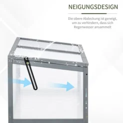 Växthus för odlingsbädd, 90x46x40 cm, Grå