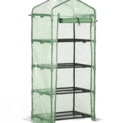 Växthus för trädgården - Hyllväxthus - 4 hyllplan - PE-överdrag - Vattentätt - För odling - Grön