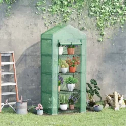 Växthus för trädgården - Hyllväxthus - 4 hyllplan - PE-överdrag - Vattentätt - För odling - Grön