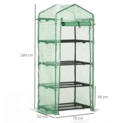 Växthus för trädgården - Hyllväxthus - 4 hyllplan - PE-överdrag - Vattentätt - För odling - Grön
