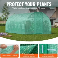 Växthus, Gångtunnel, 590x295x225 cm, Grön, Stålram