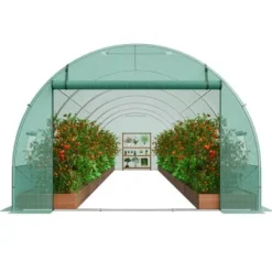 Växthus, Gångtunnel, 890x295x198 cm, Grön, Stålram