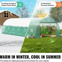 Växthus, Gångtunnel, 890x295x198 cm, Grön, Stålram