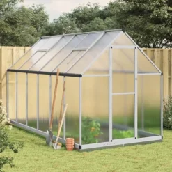 Växthus i aluminium med UV-skydd | 334x169x202 cm | Färg: Silver
