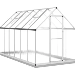 Växthus i aluminium med UV-skydd | 334x169x202 cm | Färg: Silver