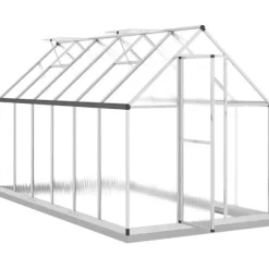 Växthus i aluminium med UV-skydd | 334x169x202 cm | Färg: Silver