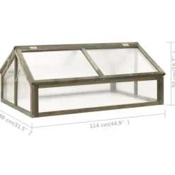 Växthus i trä med polykarbonat - Skydd för örter och växter | Färg: Grå | Storlek: 114x80x50 cm