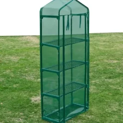 Växthus med 4 hyllor - Transparent grön UV-resistent film | Storlek: 69x32x160 cm