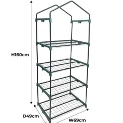 Växthus med 4 Hyllplan & PE-Överdrag med Dragkedja | Gratis planteringsspade