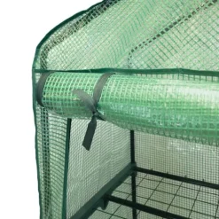 Växthus med 4 Hyllplan & PE-Överdrag med Dragkedja | Gratis planteringsspade