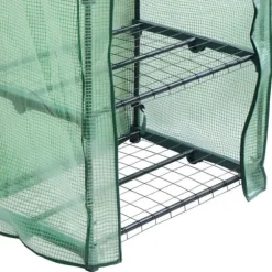 Växthus med 4 Hyllplan & PE-Överdrag med Dragkedja | Gratis planteringsspade