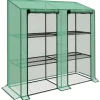 Växthus med 3 hyllplan - Trädgårdsväxthus - Vattentätt - 143×46×141/151 cm - Grön