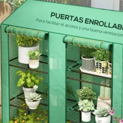 Växthus med 3 hyllplan - Trädgårdsväxthus - Vattentätt - 143×46×141/151 cm - Grön