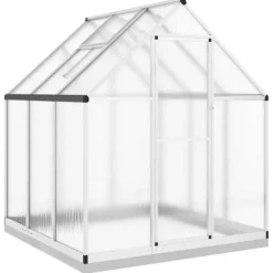 Växthus med aluminiumram - Väderbeständigt och stabilt | Storlek: 169x169x202 cm | Färg: Silver