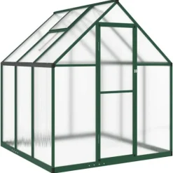 Växthus med grön aluminiumram - Skydd för växter | Storlek: 169x169x195 cm