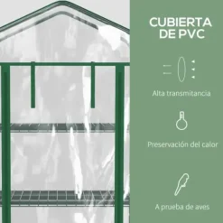 Växthus med hjul - Trädgårdsväxthus - Metallram - 4 Hyllplan - Vattentät - 3,05 x 3,05 m - Vit