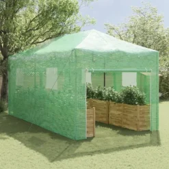 Växthus med Pop-up Ram med tak Grön 290 x 580 x 315 cm Järn