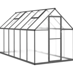 Växthus med ram antracit 334x169x195 cm aluminium