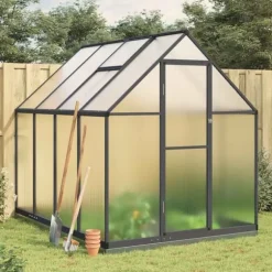 Växthus med ram antracit 224x169x202 cm aluminium