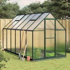 Växthus med ram grön 334x169x202 cm aluminium