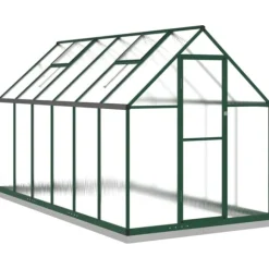 Växthus med ram grön 334x169x202 cm aluminium