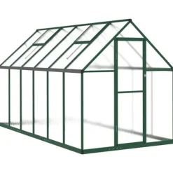 Växthus med ram grön 334x169x195 cm aluminium