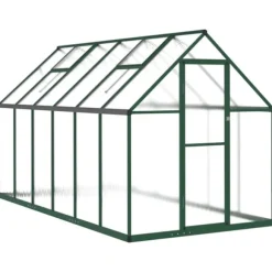 Växthus med ram grön 334x169x195 cm aluminium