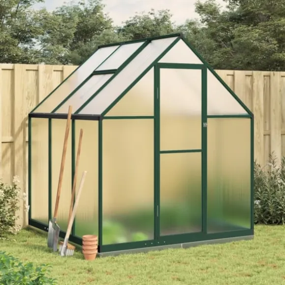 Växthus med ram grön 169x169x202 cm aluminium