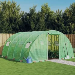 Växthus med stålram grön 16 m² 4x4x2 m