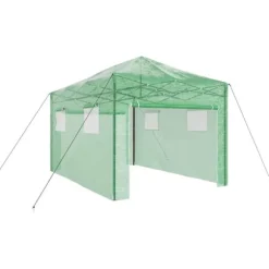 Växthus med tak i industriell stil - Stålram | Färg: Grön | Storlek: 290x430x315 cm