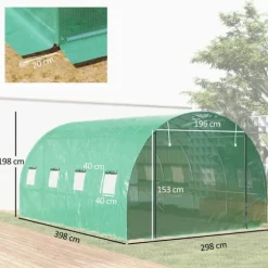 Växthus Tunnel, 398x298x198 cm, Grön