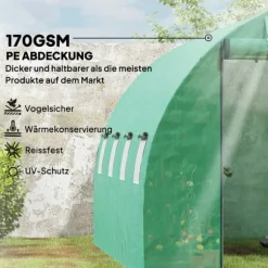 Växthus Tunnel, 398x298x198 cm, Grön