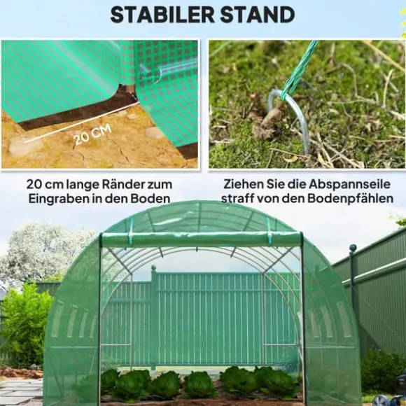 Växthus Tunnel, 398x298x198 cm, Grön