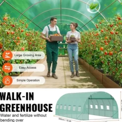 Växthus Walk-in Tunnel 19,36x9,68x6,5 fot, Galvaniserad Ram, PE-Överdrag, Grön, Hållbar och Rymlig