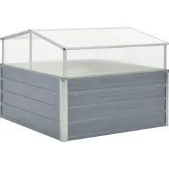 Växthus 100x100x85 cm galvaniserat stål grå