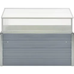 Växthus 100x100x85 cm galvaniserat stål grå