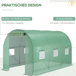 Växthus, 350x200x200 cm, Grön