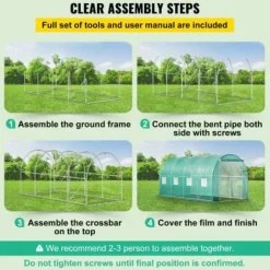 Växthus, 450x200x200 cm, Grön, Galvaniserat stål