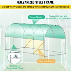 Växthus, 450x200x200 cm, Grön, Galvaniserat stål