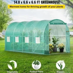 Växthus, 450x200x200 cm, Grön, Galvaniserat stål