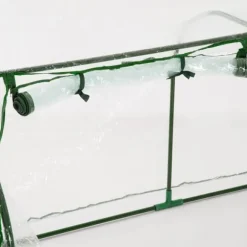 Växthus 200x100x80 cm, stål/plast, med dörr – drivbänk, grön