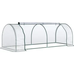 Växthus 250x100x80 cm, stål/PVC, med dörr – drivbänk för plantuppdragning