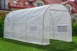 Växthus 3x2x2 meter - vitt - med 6 myggnätsfönster - 6m2