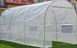 Växthus 4,5x2x2 meter vit - med 6 myggnätsfönster - 9m2