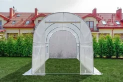 Växthus 4,5x2x2 meter vit - med 6 myggnätsfönster - 9m2