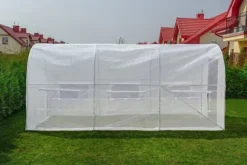 Växthus 4,5x2x2 meter vit - med 6 myggnätsfönster - 9m2