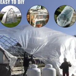 Växthusfilm 16x28 fot, 6 Mil tjock, UV-beständig polyetenfilm som håller värmen och har överlägsen hållfasthet.