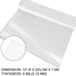 Växthusfilm 10x25 fot, polyetenfilm 6 Mil, UV-beständig, håller värmen, överlägsen hållfasthet.