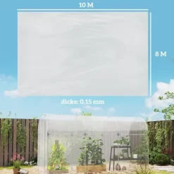 Växthusfolie 8x10 m, vattentät med UV-skydd, extra tjock, transparent