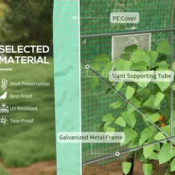 Växthustunnel - Foliedrivhus - 500x200x205 cm - Rullbar dörr - 8 fönster - Vit